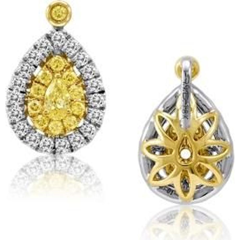 Roman & Jules - 18K White and Yellow Gold Drop Earrings with Fancy Yellow and Round Diamonds - 1.04 Carat Total Diamond Weight