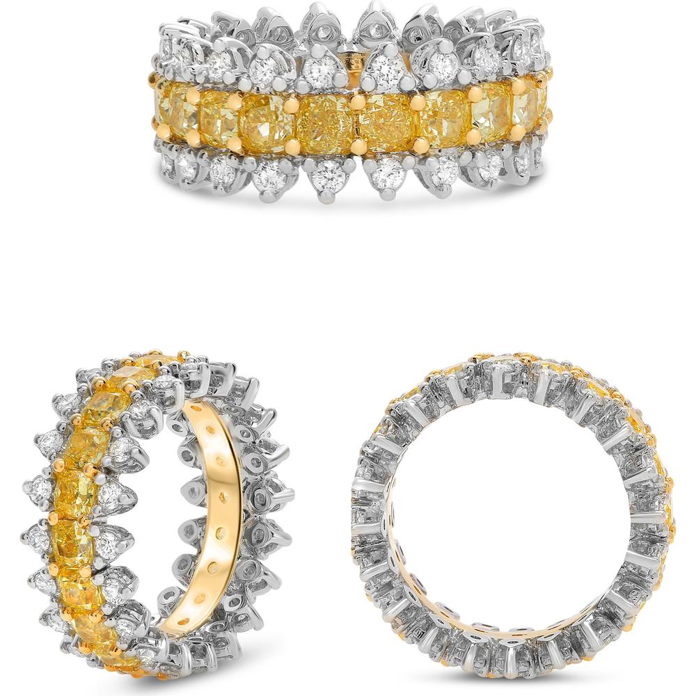 Roman & Jules - 18K White and Yellow Gold Eternity Band with Fancy Yellow and Round White Diamonds - 0.98 Carat Total Diamond Weight
