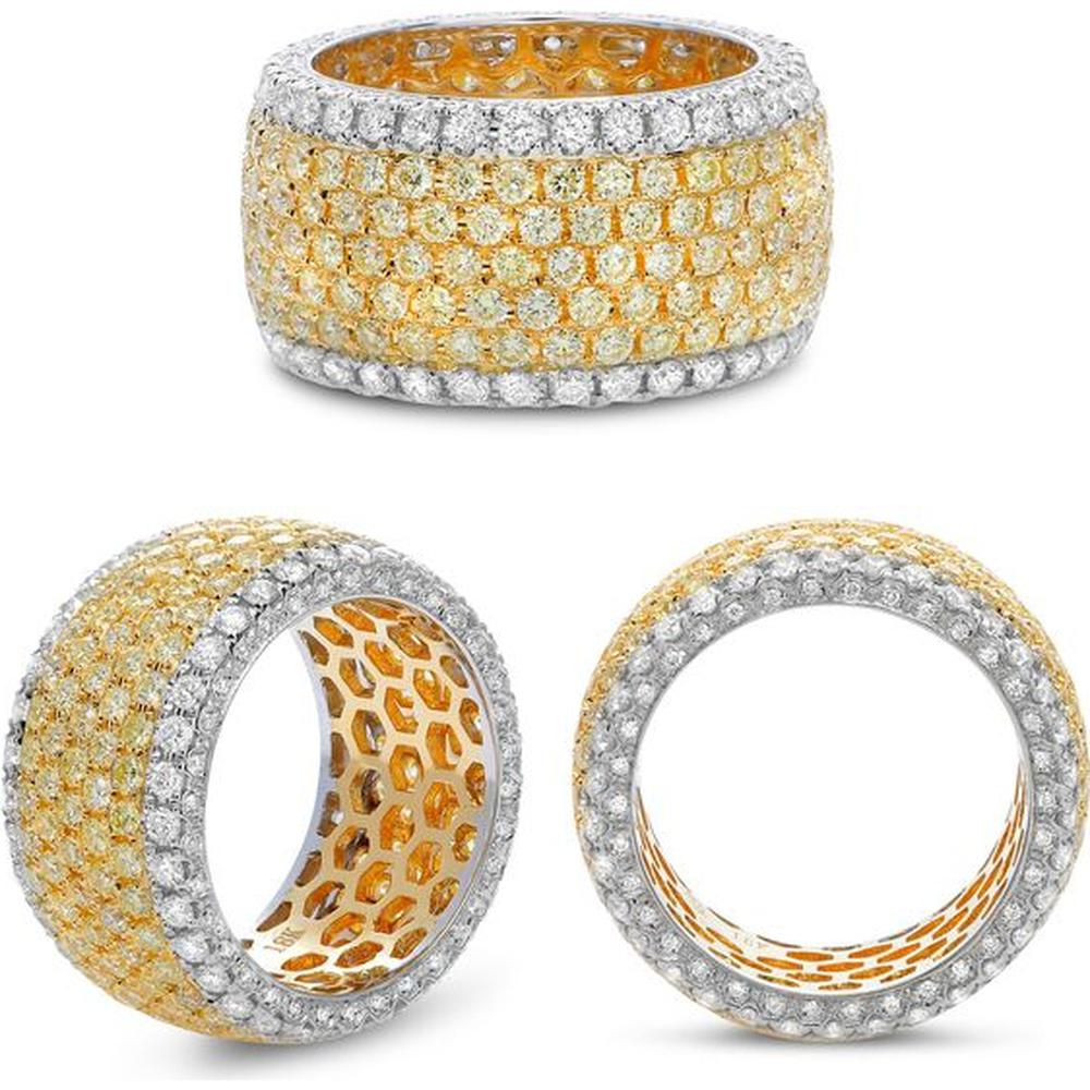 Roman & Jules - 18K White and Yellow Gold Eternity Band with Round Fancy Yellow Diamonds - 3.10 Carat Total Diamond Weight