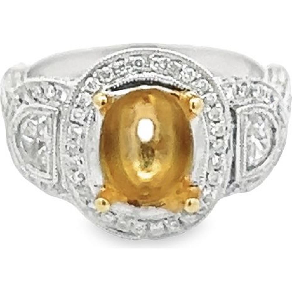 Roman & Jules - 18K White & Yellow Gold Oval Diamond Halo Ring - 0.80 Carat Total Diamond Weight