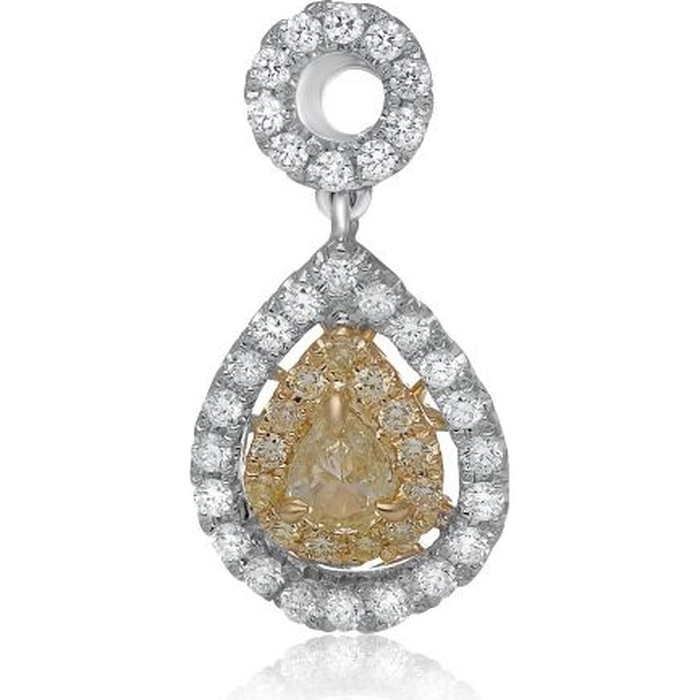 Roman & Jules - 18K White & Yellow Gold Pear Shaped Fancy Yellow Diamond Pendant with Round Yellow and White Diamonds - 1.16 Carat Total Diamond Weight