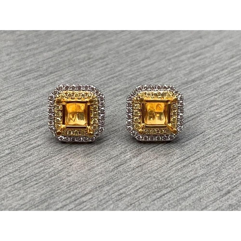 Roman & Jules - 18K White and Yellow Gold Stud Earrings with Fancy Yellow Diamonds - 0.50 Carat Total Diamond Weight