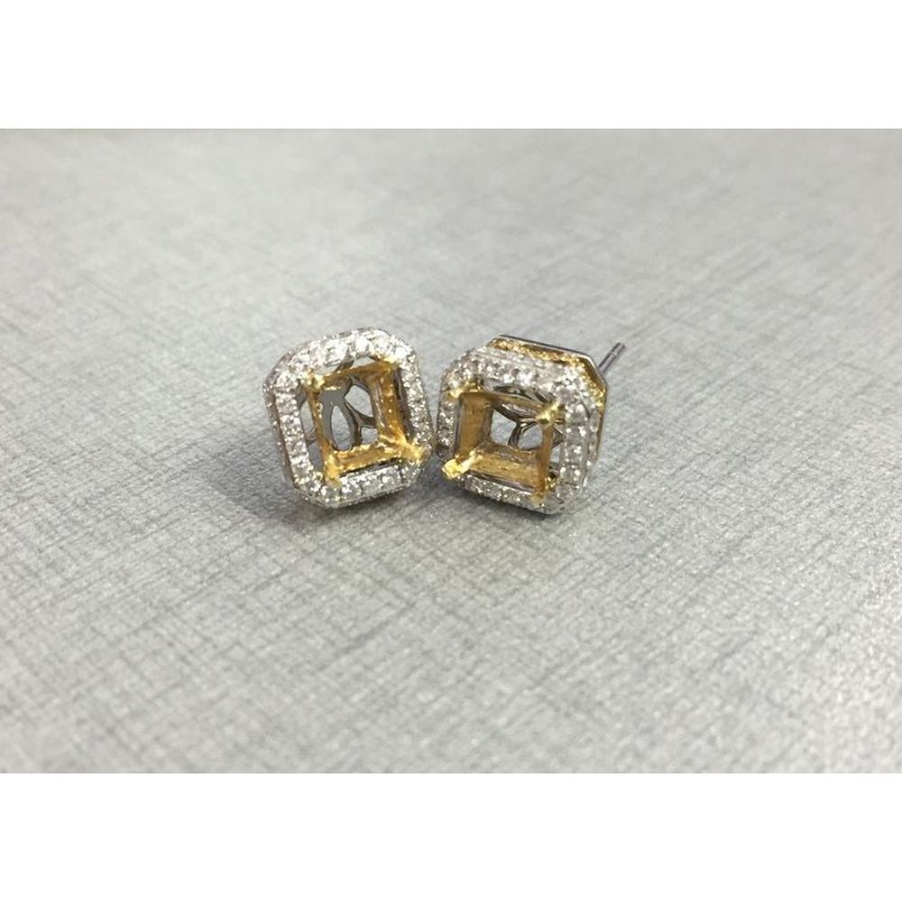 Roman & Jules - 18K White and Yellow Gold Stud Earrings with Fancy Yellow Diamonds and Halo of Round White Diamonds - 1.20 Carat Total Diamond Weight