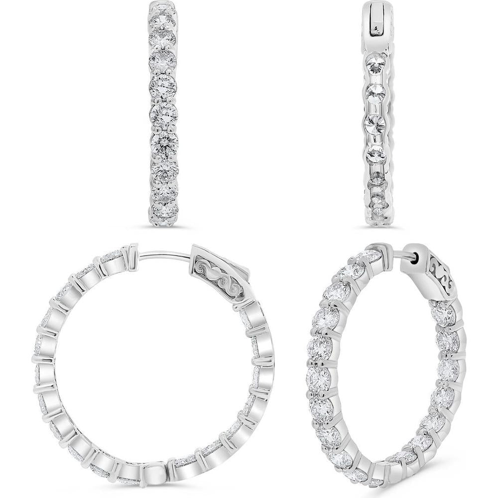 Roman & Jules - 18K White Gold 1-Inch Diamond Hoop Earrings - 6.50 Carat Total Diamond Weight