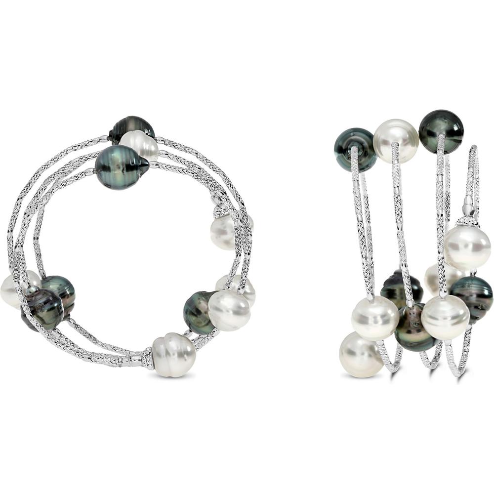 Roman & Jules - 18K White Gold Bracelet with Tahitian and South Sea Pearls - 9.0+mm Pearls