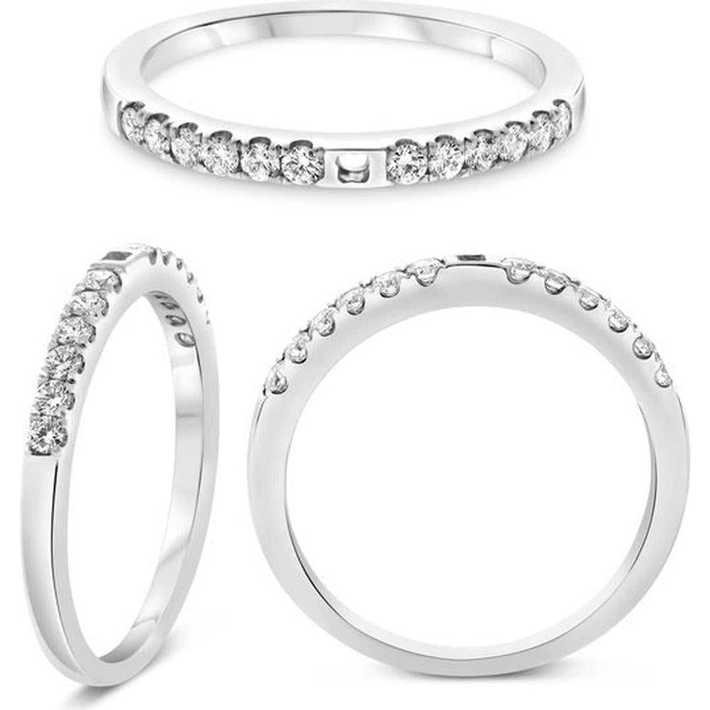 Roman & Jules - 18K White Gold Diamond Band with Micropavé Round Diamonds - 0.22 Carat Total Diamond Weight