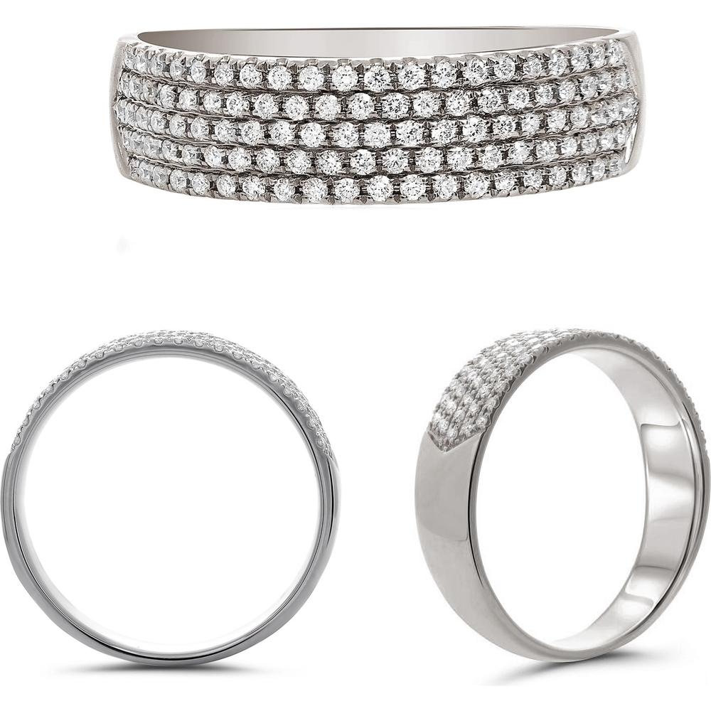 Roman & Jules - 18K White Gold Diamond Band with Micropavé Set Round Diamonds - 0.29 Carat Total Diamond Weight