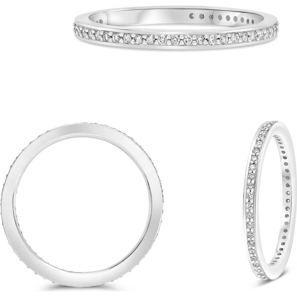Roman & Jules - 18K White Gold Diamond Band with Shared Prong Set Round Diamonds - 0.26 Carat Total Diamond Weight