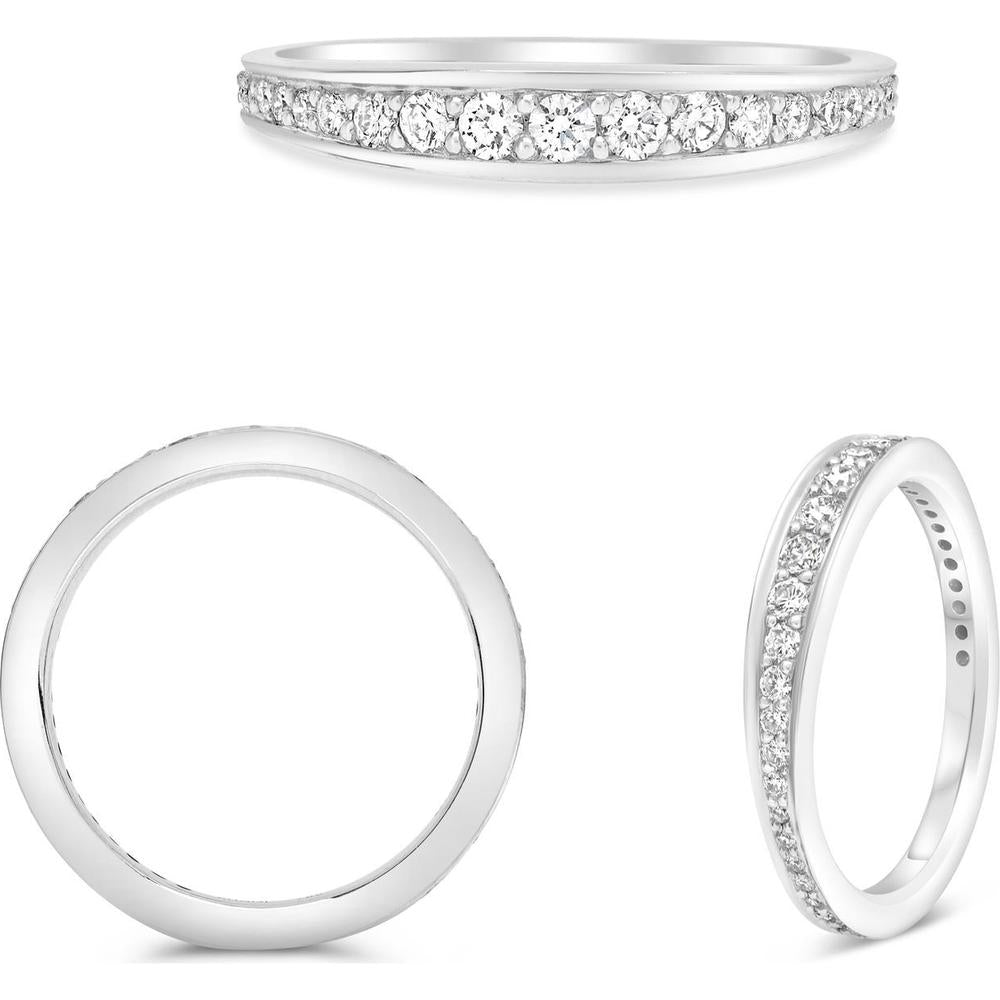 Roman & Jules - 18K White Gold Diamond Band with Shared Prong Set Round Diamonds - 0.39 Carat Total Diamond Weight