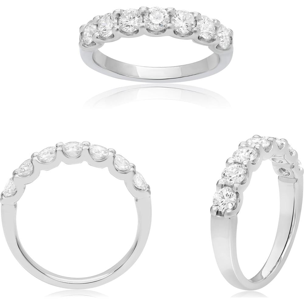 Roman & Jules - 18K White Gold Diamond Band with Shared Prong Setting - 1.05 Carat Total Diamond Weight