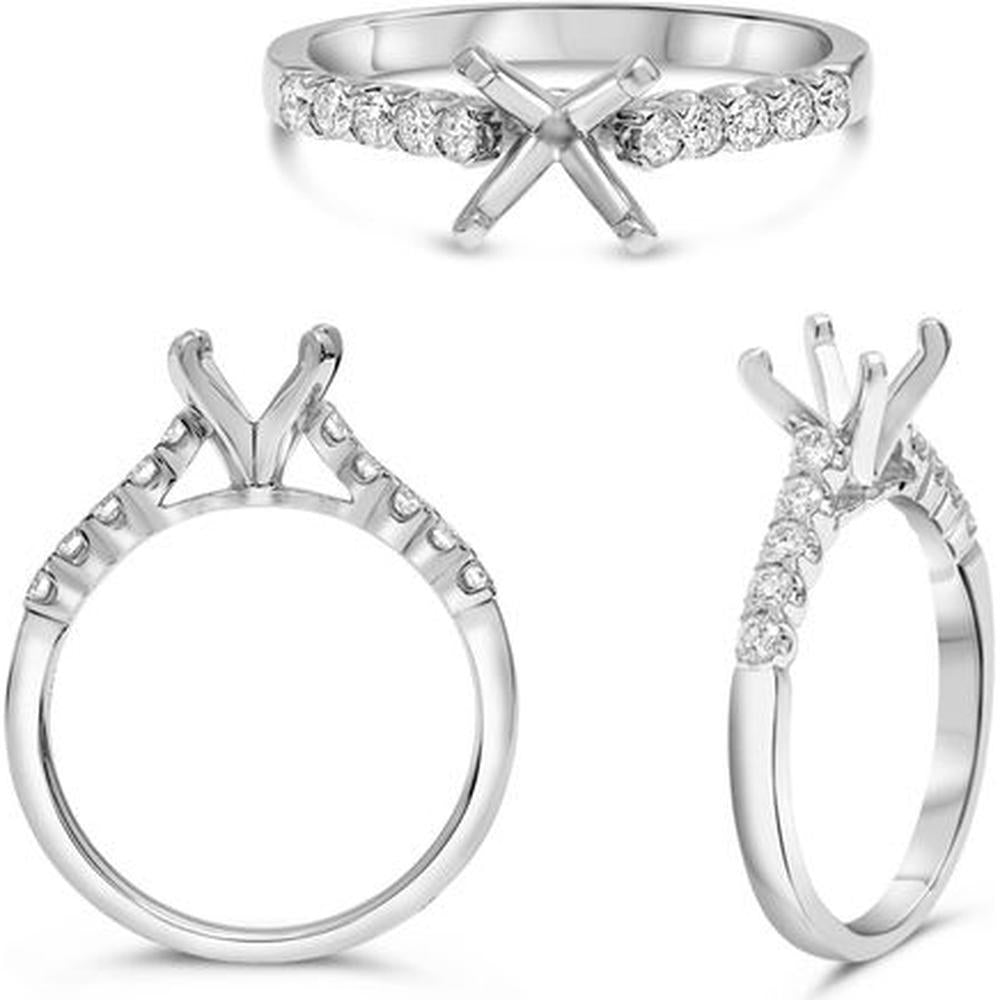 Roman & Jules - 18K White Gold Diamond Ring with Fishtail Setting - 0.28 Carat Total Diamond Weight