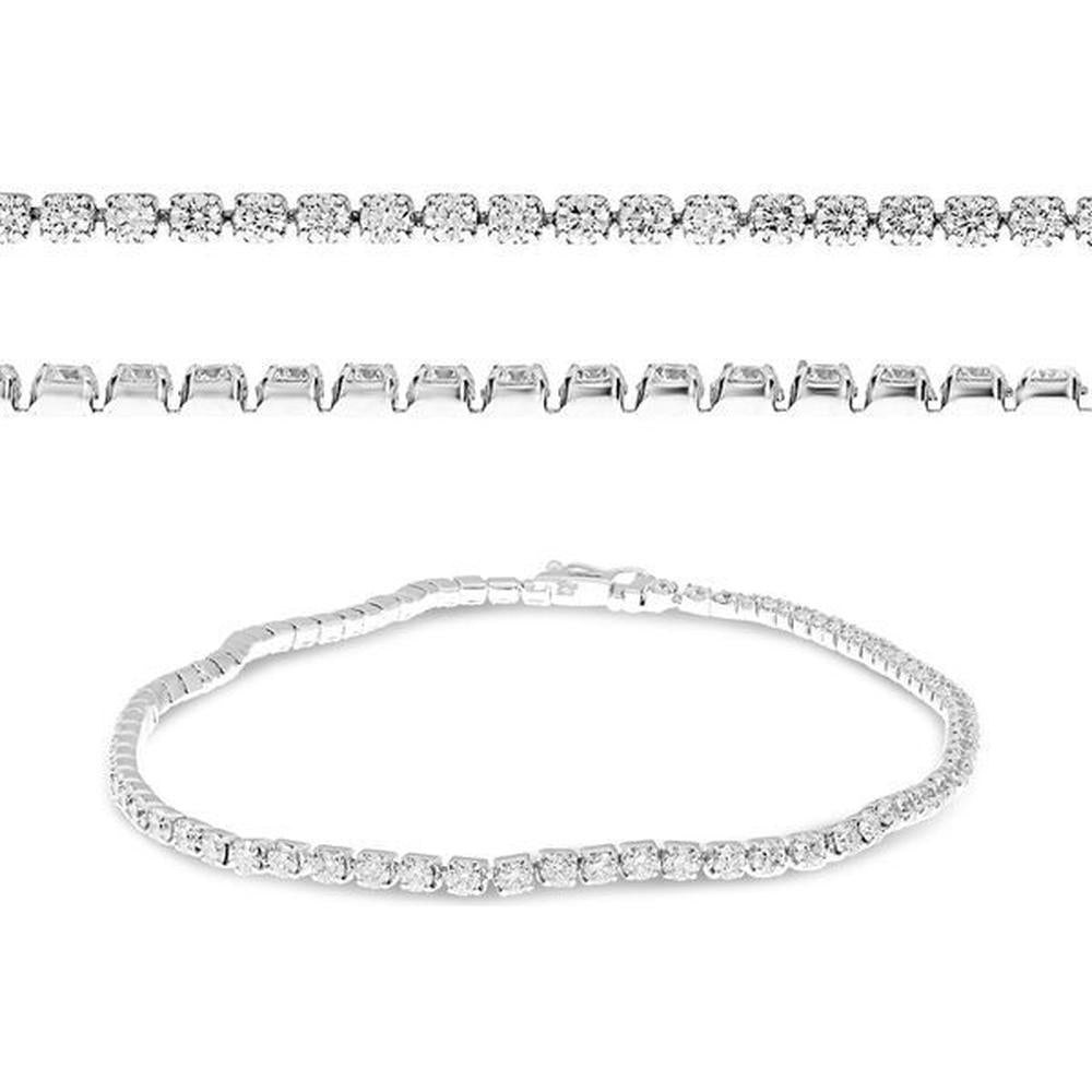 Roman & Jules - 18K White Gold Diamond Tennis Bracelet with Prong Set Round Diamonds - 2.55 Carat Total Diamond Weight