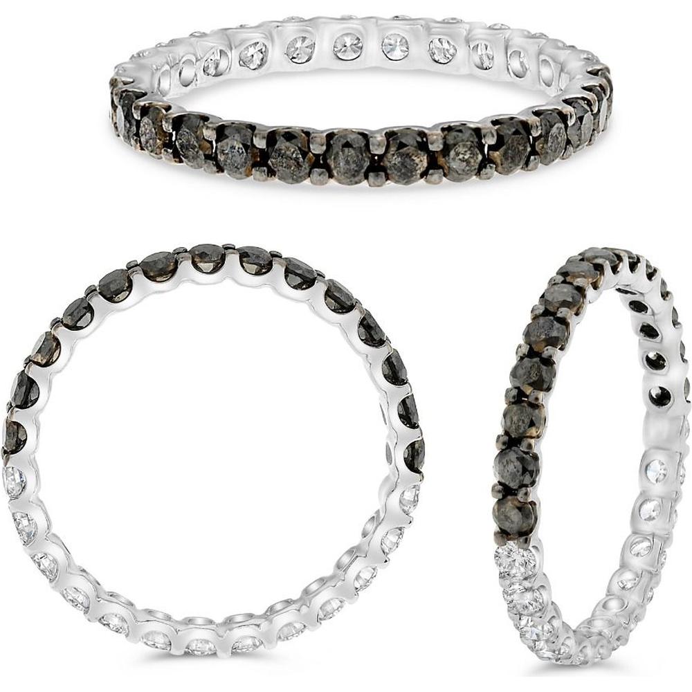 Roman & Jules - 18K White Gold Eternity Band with Round Treated Black Diamonds - 0.54 Carat Total Diamond Weight