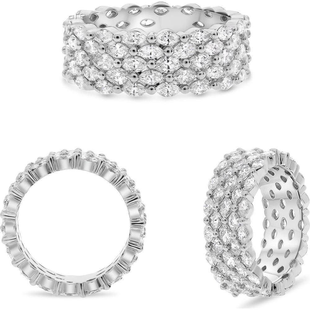 Roman & Jules - 18K White Gold Eternity Ring with Marquise-Cut Diamonds - 3.38 Carat Total Diamond Weight