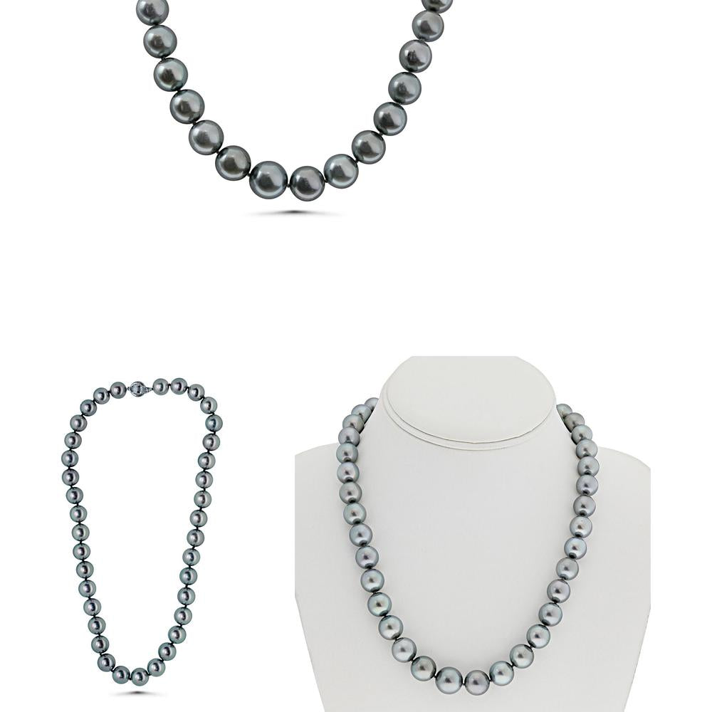 Roman & Jules - 18K White Gold Graduated Tahitian Pearl Necklace - 12.9-10mm Pearl Strand