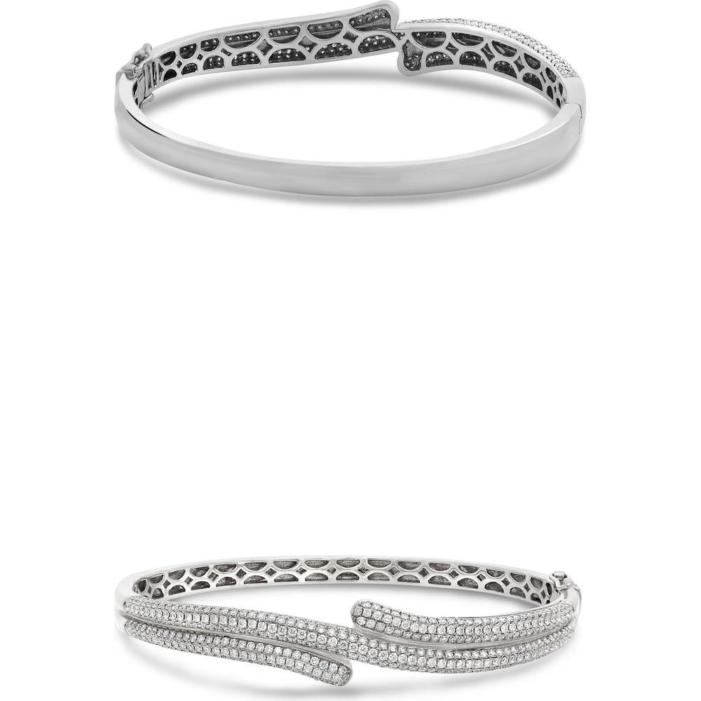 Roman & Jules - 18K White Gold Pave Bypass Bangle with 2.59 Carat Round Diamonds