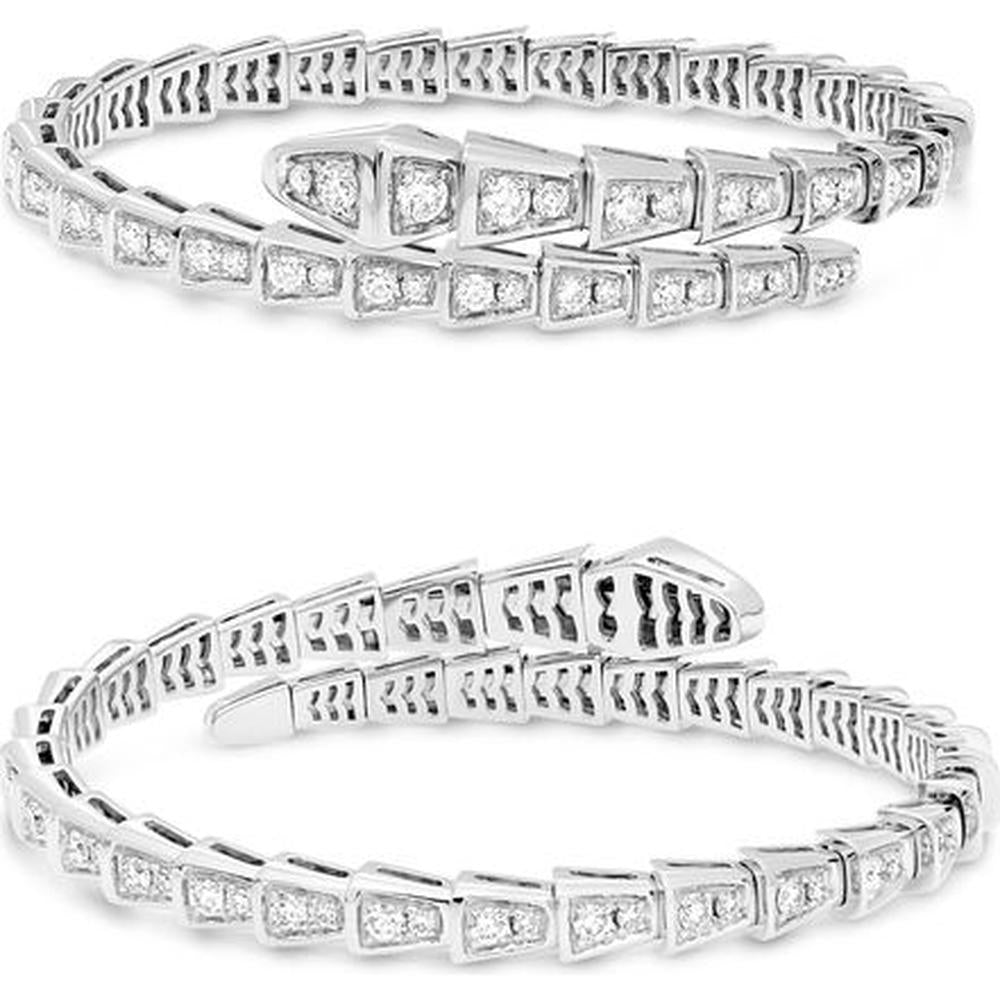 Roman & Jules - 18K White Gold Pave Set Round Diamond Bangle - 3.00 Carat Total Diamond Weight