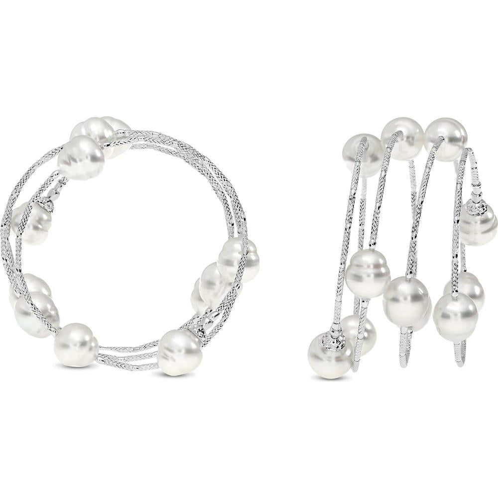 Roman & Jules - 18K White Gold Pearl Bracelet with Twisted Design - 10mm Pearls