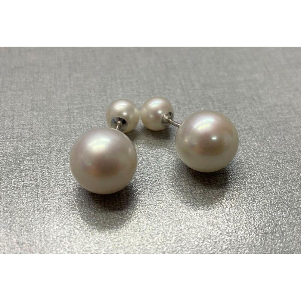 Roman & Jules - 18K White Gold Pearl Earrings with 12.0-7.0mm Pearls