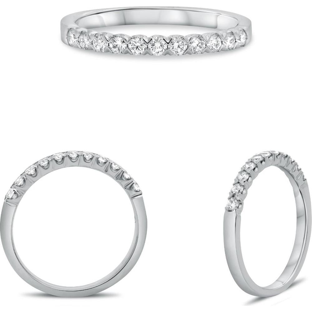 Roman & Jules - 18K White Gold Round Diamond Band Ring with Fishtail Setting - 0.31 Carat Total Diamond Weight