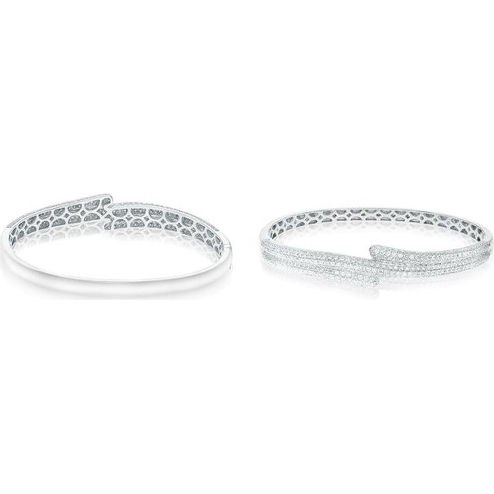 Roman & Jules - 18K White Gold Round Diamond Bangle - 2.72 Carat Total Diamond Weight