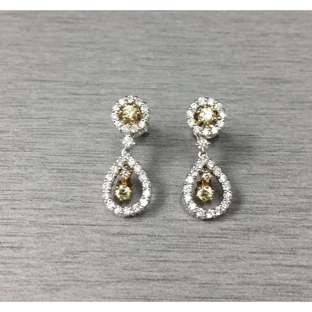 Roman & Jules - 18K White Gold Round Diamond Halo Earrings - 0.60 Carat Total Diamond Weight