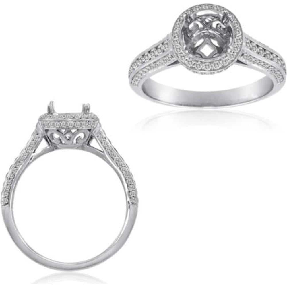 Roman & Jules - 18K White Gold Round Diamond Halo Ring - 0.53 Carat Total Diamond Weight