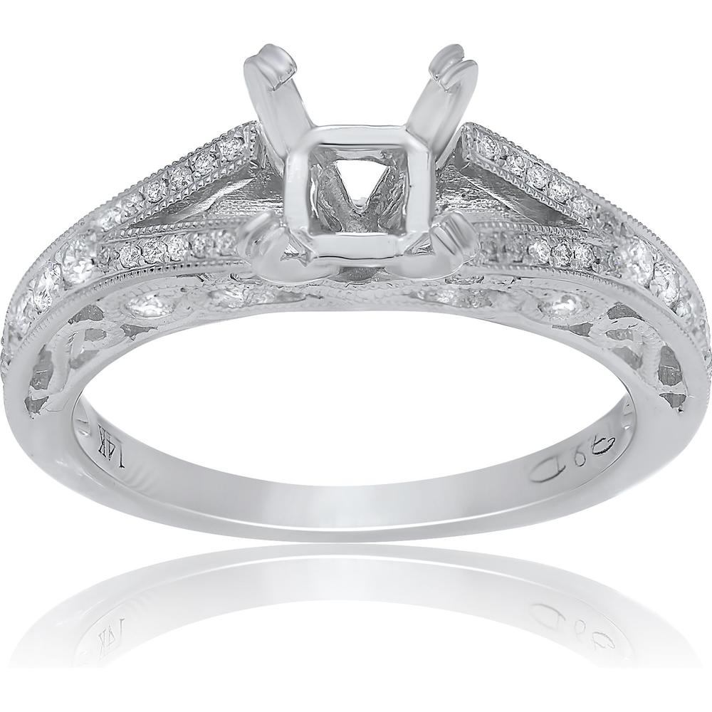 Roman & Jules - 18K White Gold Round Diamond Ring - 0.33 Carat Total Diamond Weight