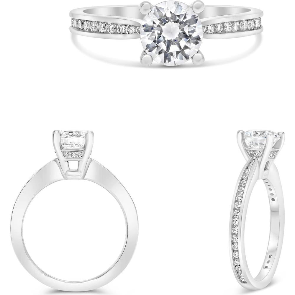 Roman & Jules - 18K White Gold Round Diamond Ring - 0.38 Carat Total Diamond Weight
