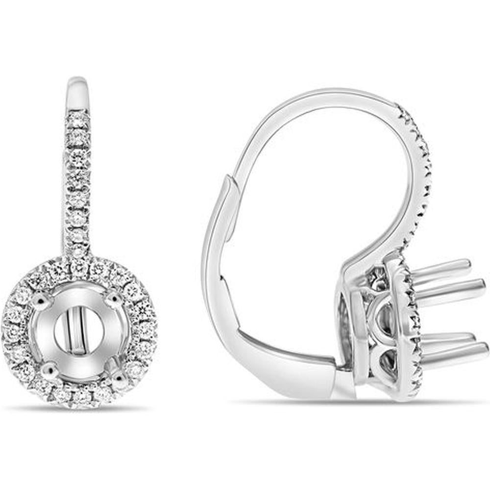 Roman & Jules - 18K White Gold Round Emerald and Diamond Halo Earrings - 1.76 Carat Total Diamond Weight