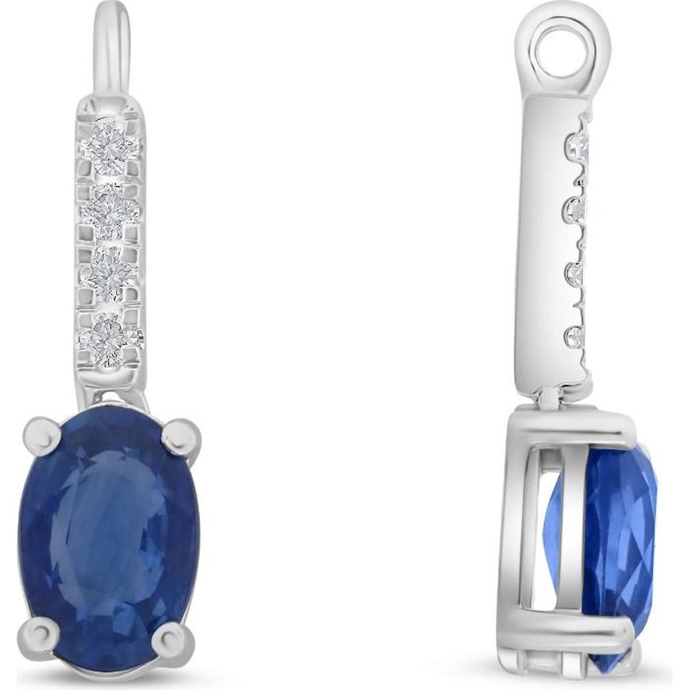Roman & Jules - 18K White Gold Sapphire and Diamond Bar Pendant - 0.57 Carat Sapphire, 0.03 Carat Diamond Total Weight