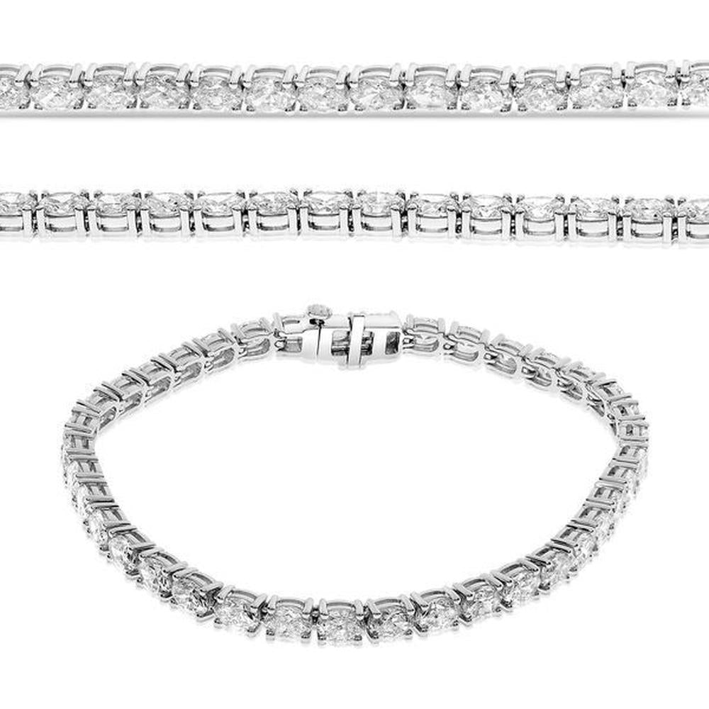Roman & Jules - 18K White Gold Tennis Bracelet with Prong Set Diamonds - 7.60 Carat Total Diamond Weight