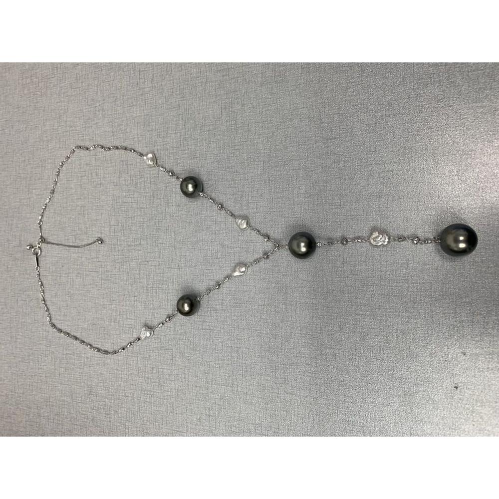 Roman & Jules - 18K White Gold Y-Drop Necklace with Tahitian and South Sea Pearls