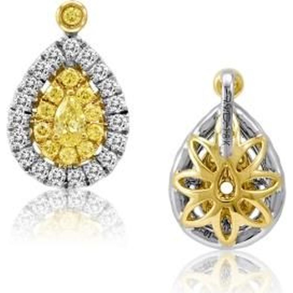Roman & Jules - 18K Yellow & White Gold Pendant with Fancy Yellow Pear-Shaped Diamond and Round Diamonds - 1.04 Carat Total Diamond Weight