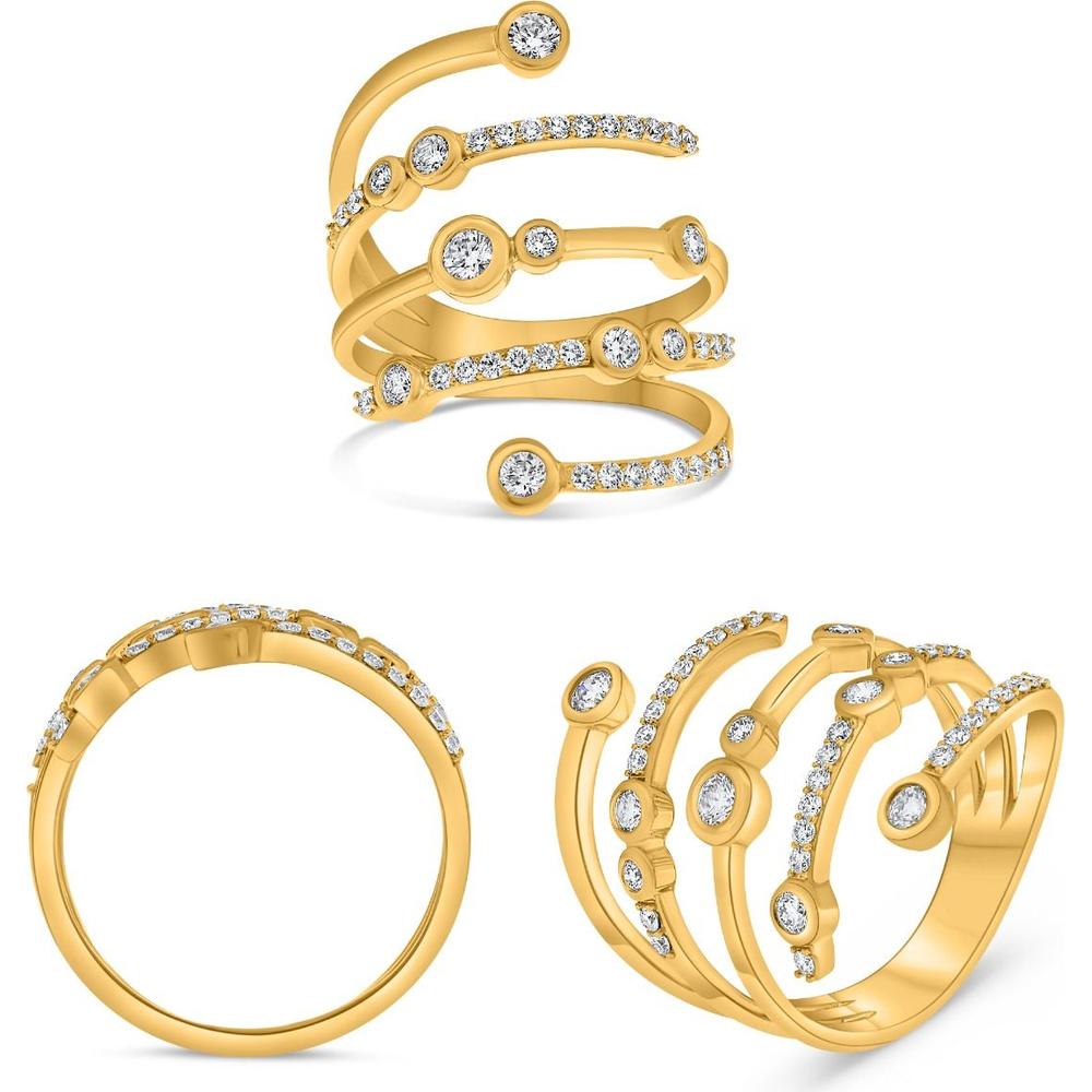 Roman & Jules - 18K Yellow Gold 5 Row Diamond Ring with Round White Diamonds - 0.57 Carat Total Diamond Weight