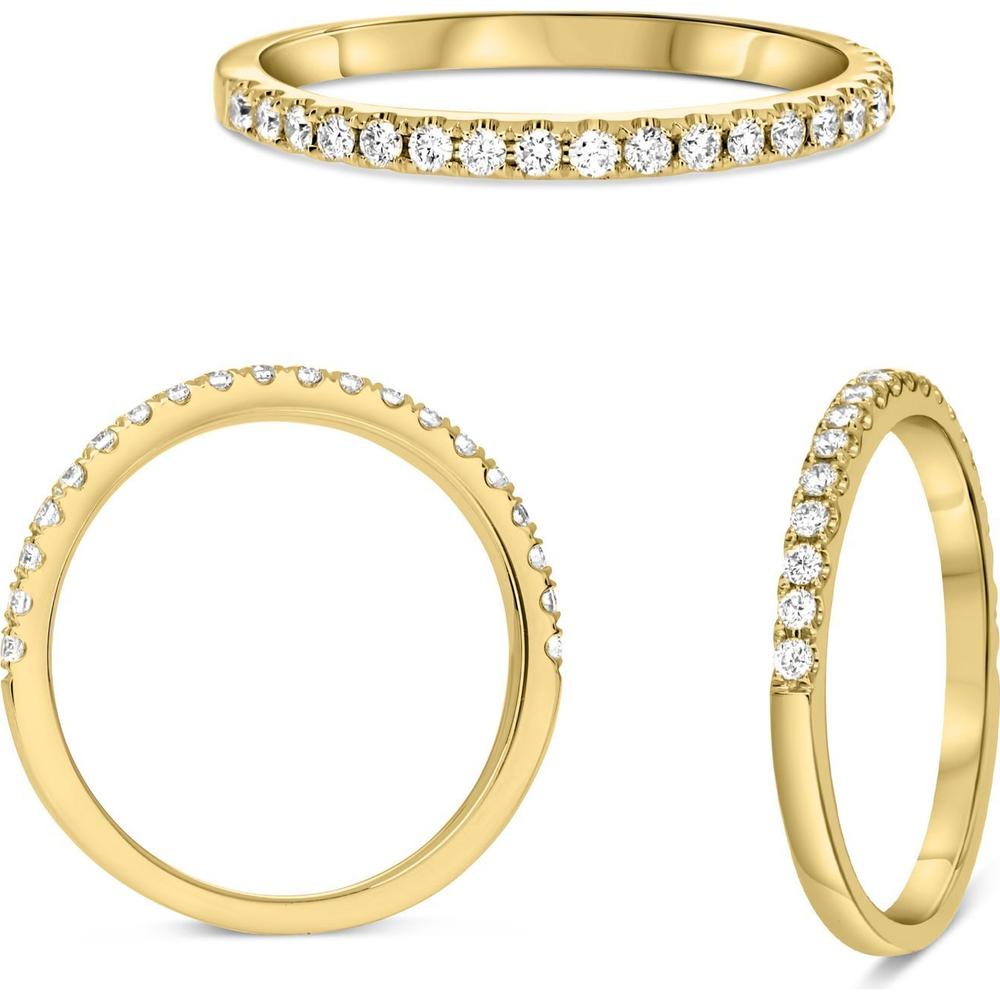 Roman & Jules - 18K Yellow Gold Band with Micropavé Set Round Diamonds - 0.25 Carat Total Diamond Weight