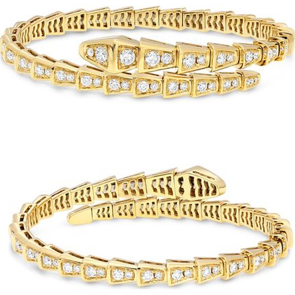 Roman & Jules - 18K Yellow Gold Bangle with Pave Set Round Brilliant Diamonds - 3.00 Carat Total Diamond Weight