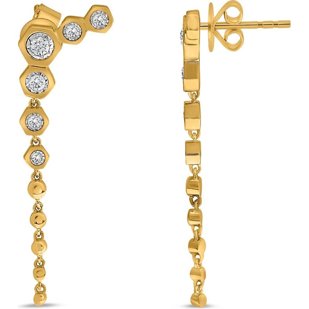 Roman & Jules - 18K Yellow Gold Bezel-Set Round Diamond Earrings - 0.42 Carat Total Diamond Weight