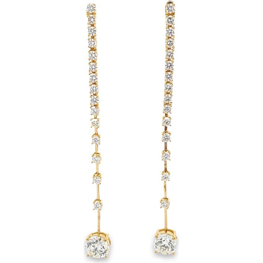 Roman & Jules - 18K Yellow Gold Diamond Drop Earrings with Round Brilliant Diamonds - 1.62 Carat Total Diamond Weight