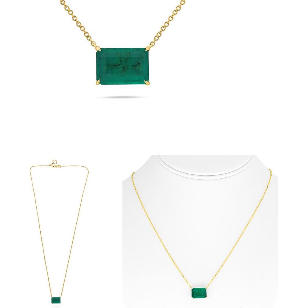 Roman & Jules - 18K Yellow Gold Emerald Cut Emerald Necklace - 3.15 Carat Total Emerald Weight