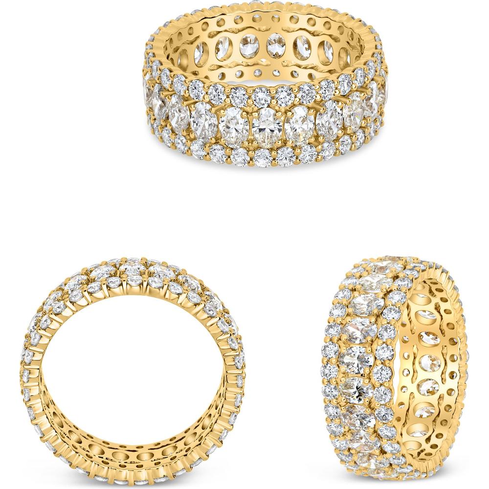 Roman & Jules - 18K Yellow Gold Eternity Ring with Oval and Round Diamonds - 2.10 Carat Total Diamond Weight