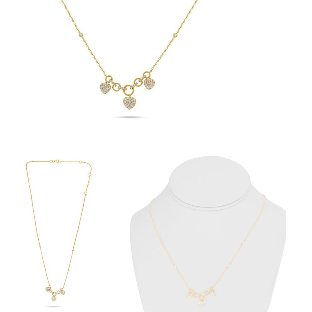 Roman & Jules - 18K Yellow Gold Heart Charm Necklace with Round White Diamonds - 0.50 Carat Total Diamond Weight