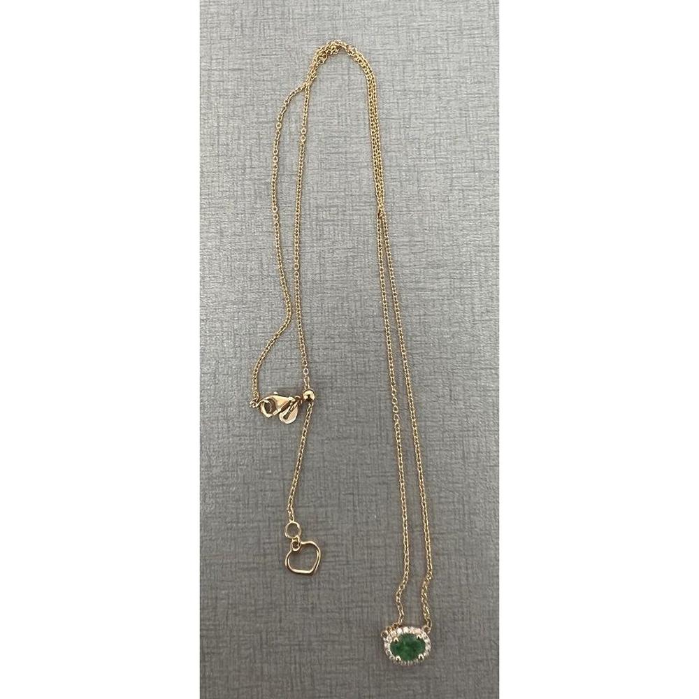 Roman & Jules - 18K Yellow Gold Necklace with Halo Set Emerald and Round Diamonds - 0.40 Carat Total Emerald Weight