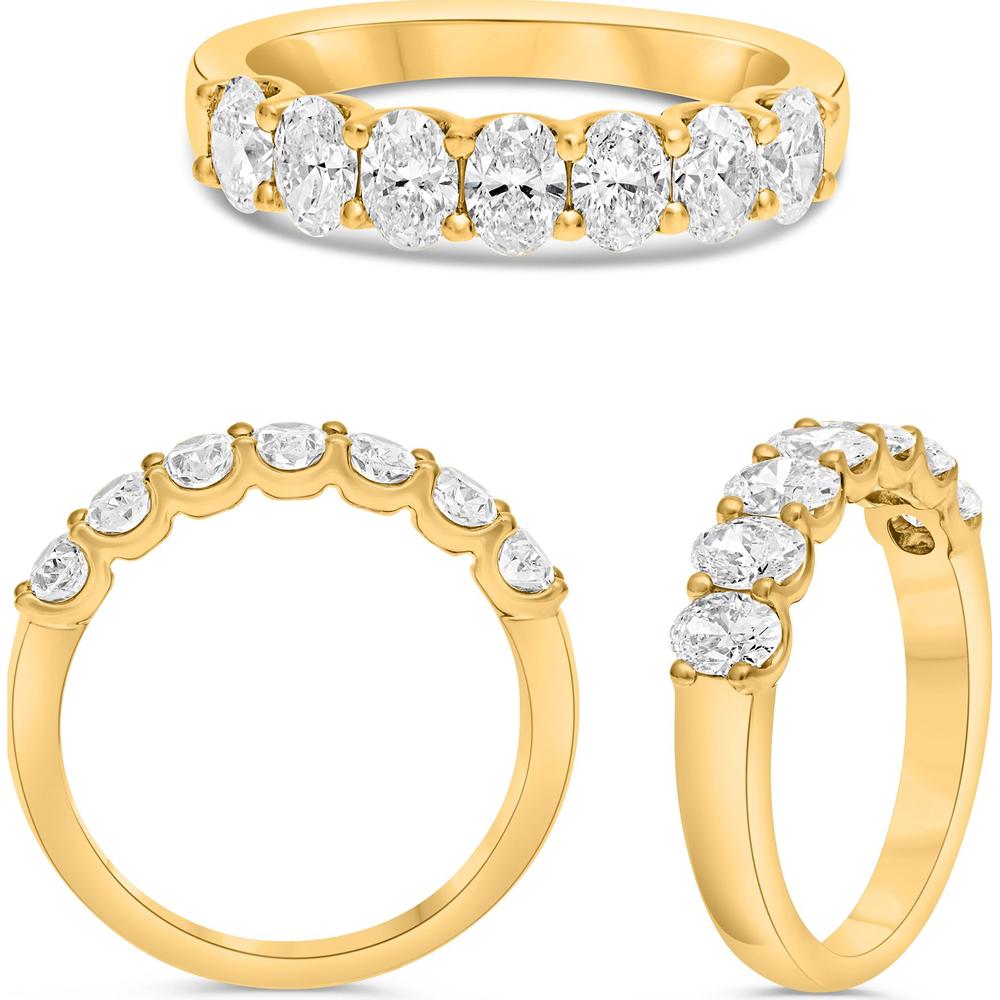 Roman & Jules - 18K Yellow Gold Oval Diamond Band Ring with Shared U-Prong Set Oval Diamonds - 1.50 Carat Total Diamond Weight
