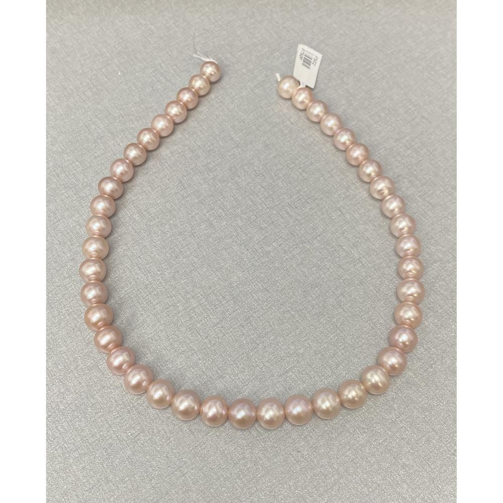 Roman & Jules - 18K Yellow Gold Pearl Necklace with 42 10.5-9.5mm Pink Pearls