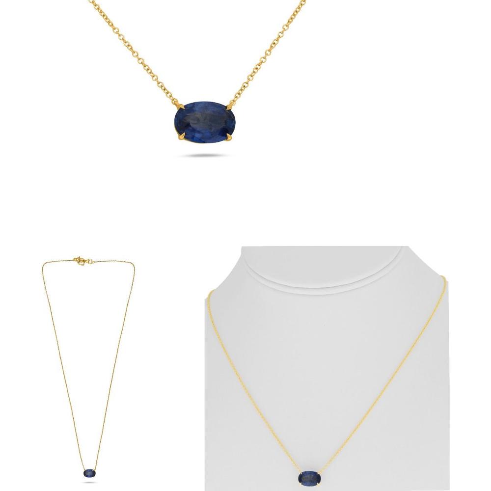 Roman & Jules - 18K Yellow Gold Pendant Necklace with Oval 2.83 Carat Natural Sapphire