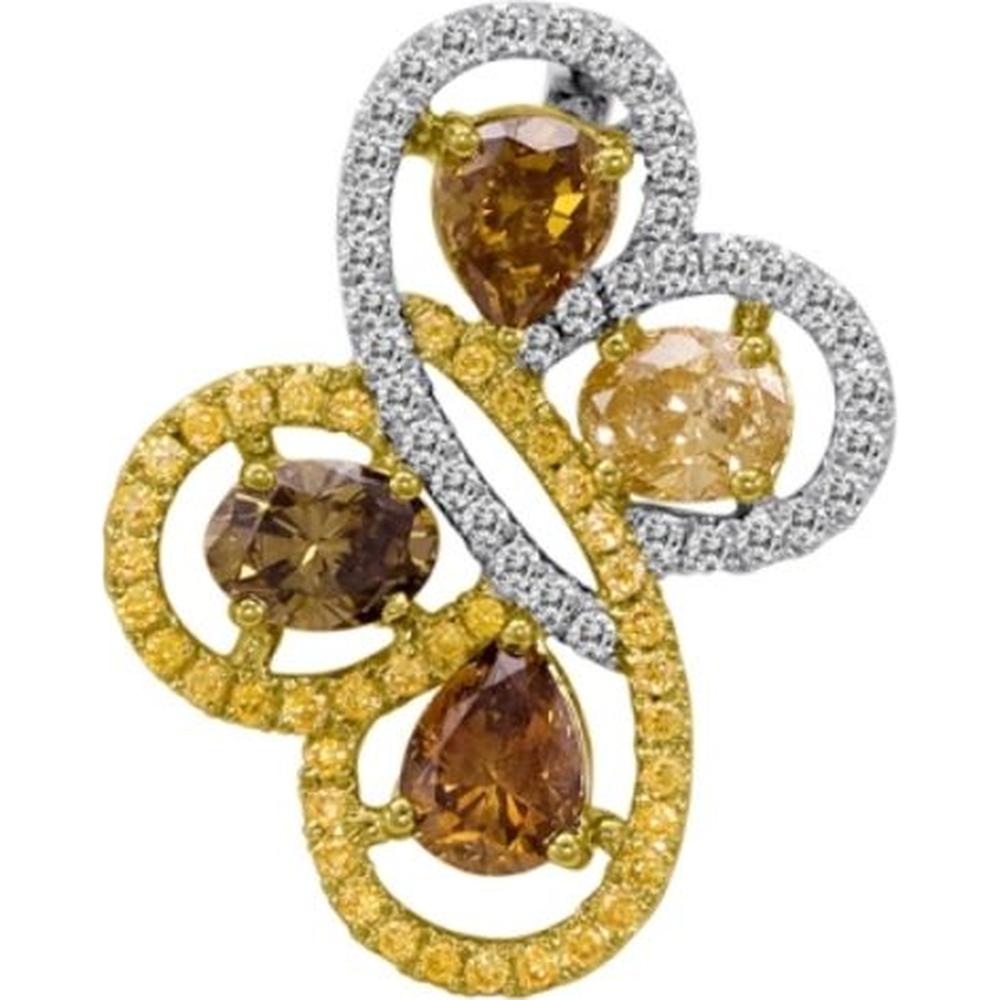 Roman & Jules - 18K Yellow Gold Pendant with Fancy Yellow and Round Diamonds - 0.41 Carat Total Diamond Weight