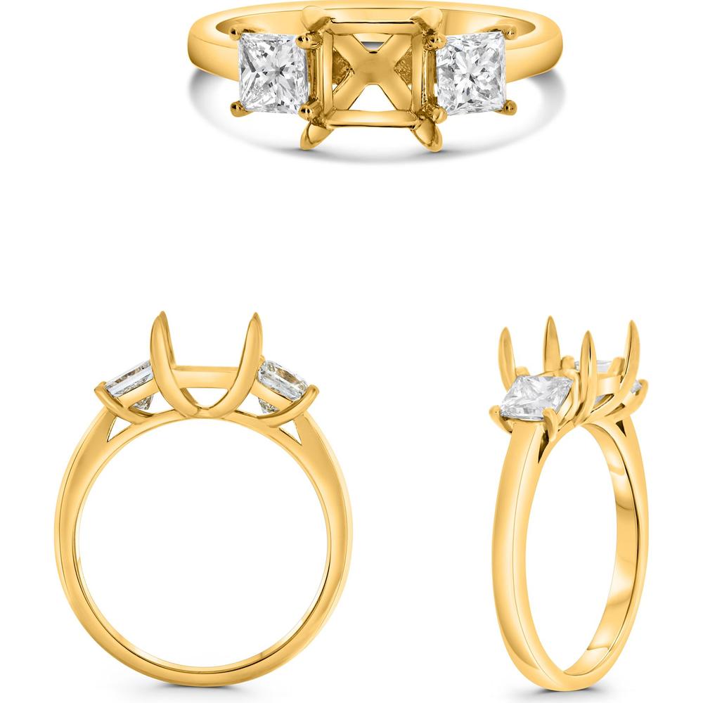 Roman & Jules - 18K Yellow Gold Princess Cut Diamond Ring - 1.58 Carat Total Diamond Weight
