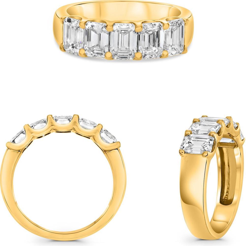 Roman & Jules - 18K Yellow Gold Ring with Five Emerald Cut Diamonds - 1.50 Carat Total Diamond Weight