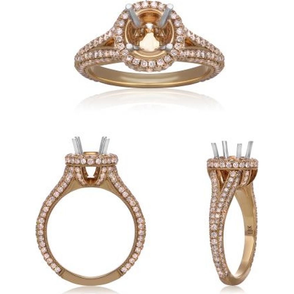 Roman & Jules - 18K Yellow Gold Round Diamond Halo Ring - 1.05 Carat Total Diamond Weight
